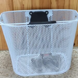 Cesta bicicleta delantera con soporte manillar metalica color blanco