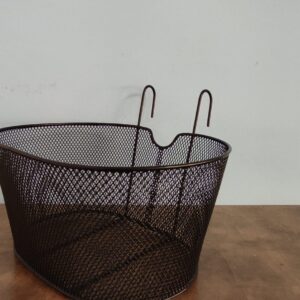 Cesta bicicleta delantera al manillar con ganchos metalica