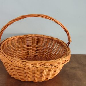 Cesta bicicleta delantera al manillar con ganchos mimbre