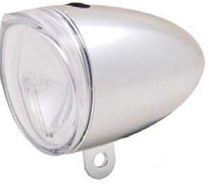 Faro bicicleta retro cromado para dinamo en buje