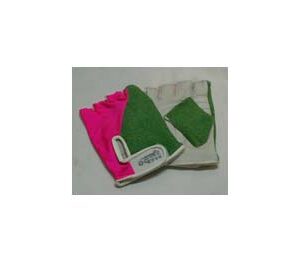 Guantes ciclista cortos toalla reforzados color verde/rosa