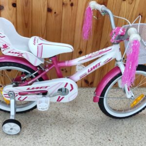 Bicicleta UMIT infantil 16" con estabilizadores rosa - blanca