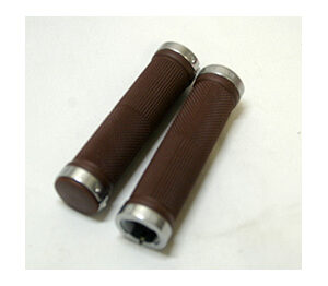 Puños bicicleta goma marrón con brida aluminio, juego