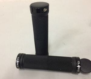 Puños bicicleta con brida negros con terminales aluminio, juego