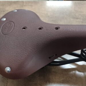 Sillin bicicleta clásico con muelles antiguo imitación cuero marrón